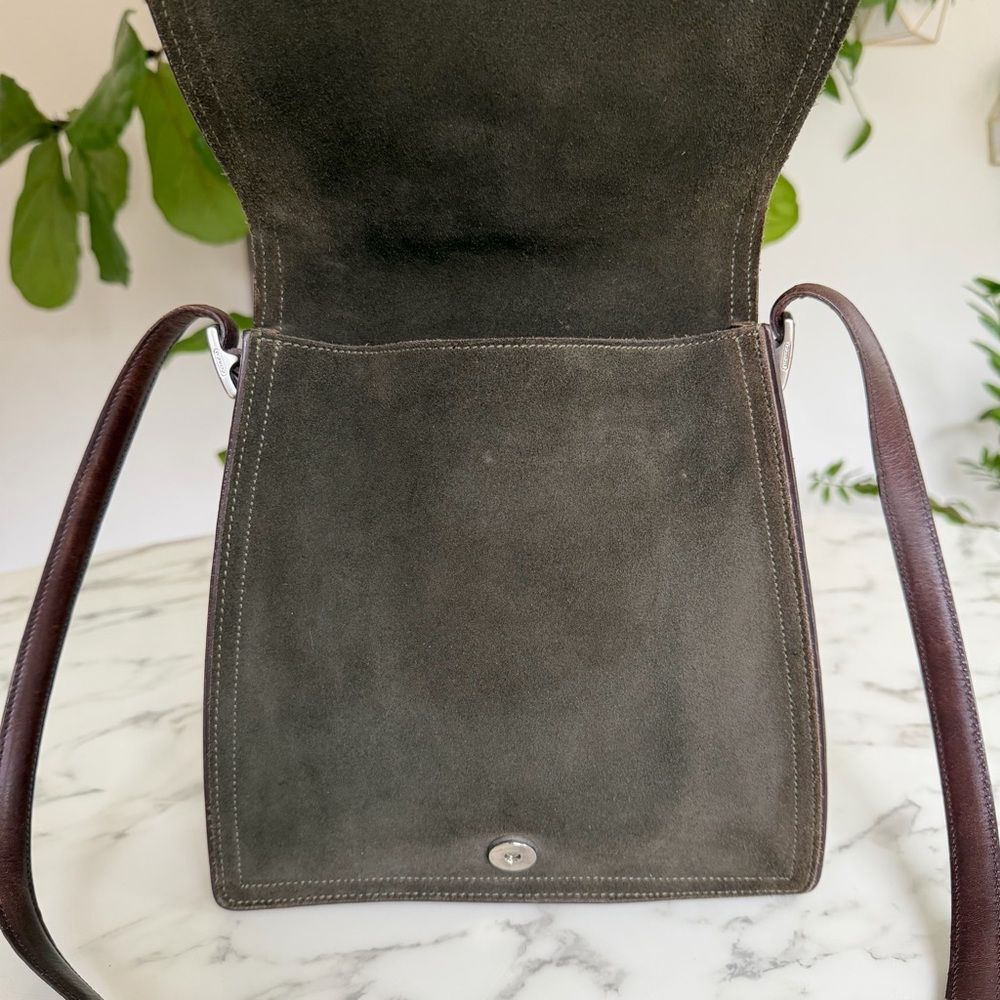 COACH Vintage Monterrey Flap Suede Crossbody Bag Loden Olive Green 6148 90's Y2K - Picture 10 of 16